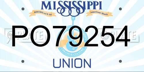 PO79254 Mississippi License Plate