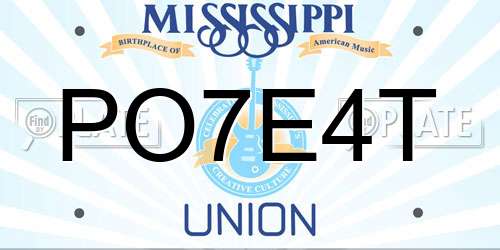 PO7E4T Mississippi License Plate