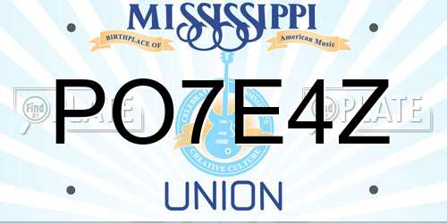 PO7E4Z Mississippi License Plate