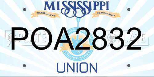 POA2832 Mississippi License Plate