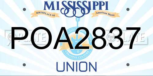 POA2837 Mississippi License Plate