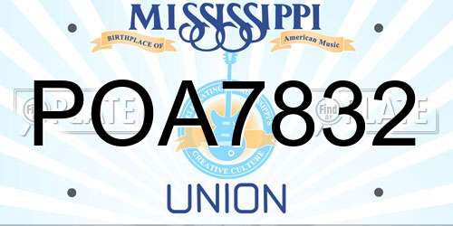 POA7832 Mississippi License Plate