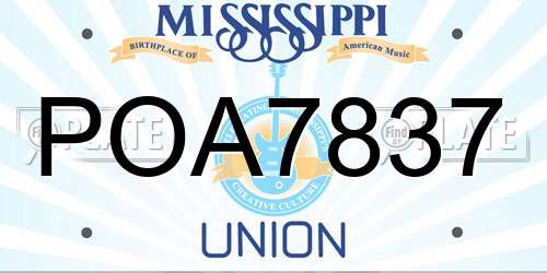 POA7837 Mississippi License Plate
