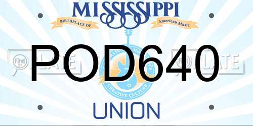 POD640 Mississippi License Plate