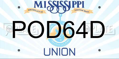 POD64D Mississippi License Plate