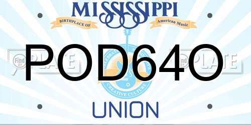 POD64O Mississippi License Plate