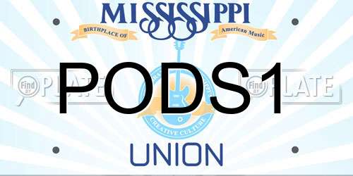 PODS1 Mississippi License Plate