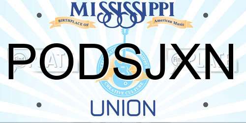 PODSJXN Mississippi License Plate