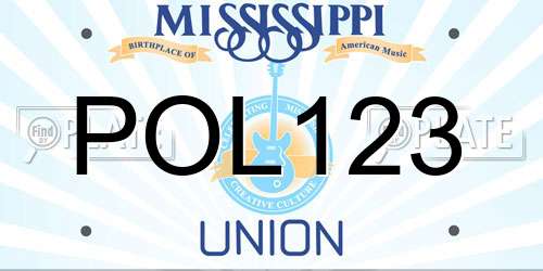POL123 Mississippi License Plate
