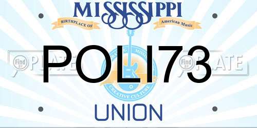 POLI73 Mississippi License Plate