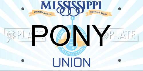 PONY Mississippi License Plate