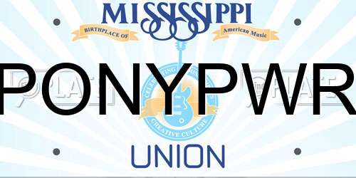 PONYPWR Mississippi License Plate