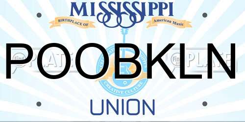 POOBKLN Mississippi License Plate