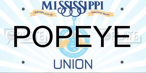 POPEYE Mississippi License Plate