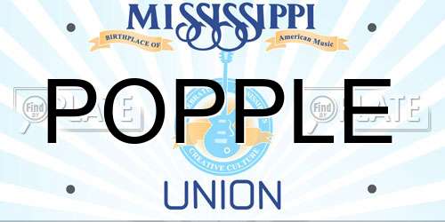 POPPLE Mississippi License Plate