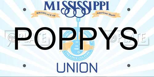 POPPYS Mississippi License Plate