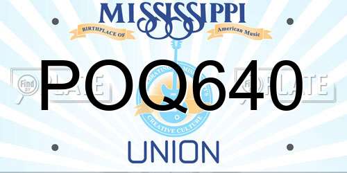 POQ640 Mississippi License Plate