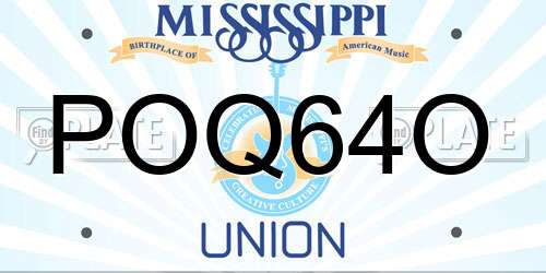 POQ64O Mississippi License Plate