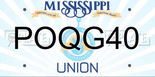 POQG40 Mississippi License Plate