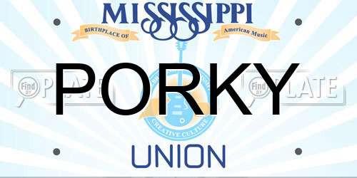 PORKY Mississippi License Plate
