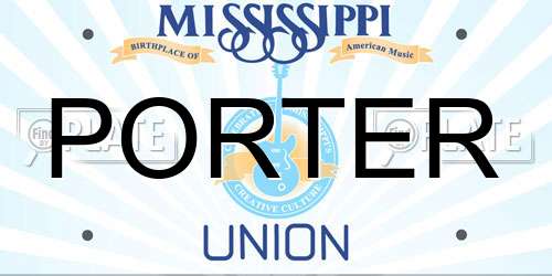 PORTER Mississippi License Plate