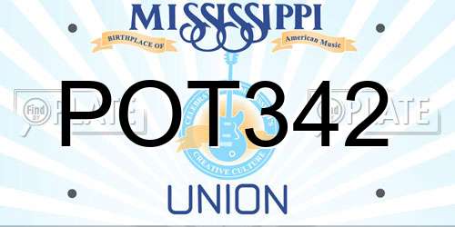 POT342 Mississippi License Plate