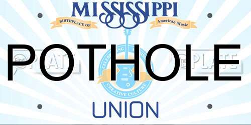 POTHOLE Mississippi License Plate