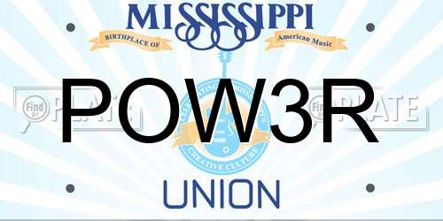 POW3R Mississippi License Plate