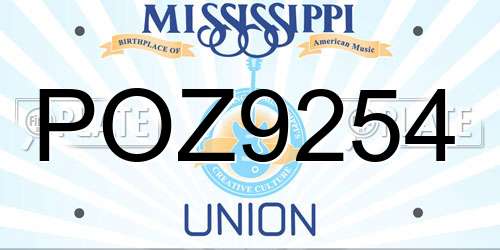 POZ9254 Mississippi License Plate