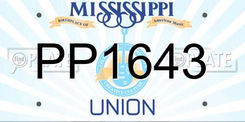 PP1643 Mississippi License Plate
