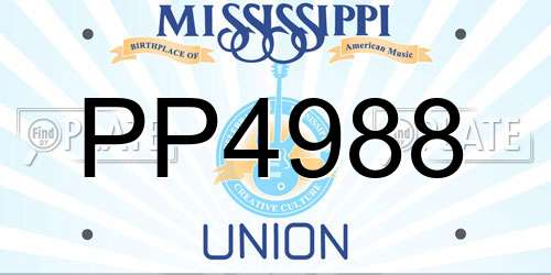 PP4988 Mississippi License Plate