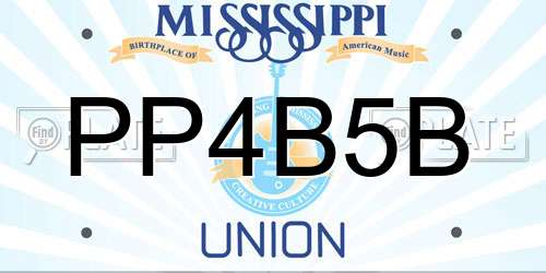 PP4B5B Mississippi License Plate