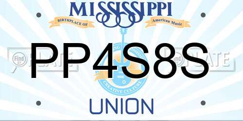 PP4S8S Mississippi License Plate