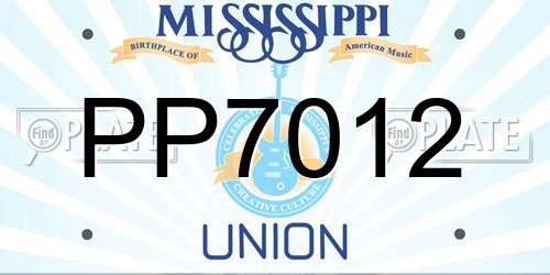 PP7012 Mississippi License Plate