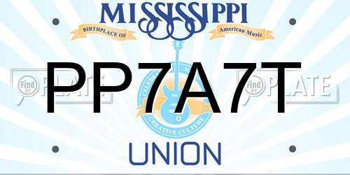 PP7A7T Mississippi License Plate