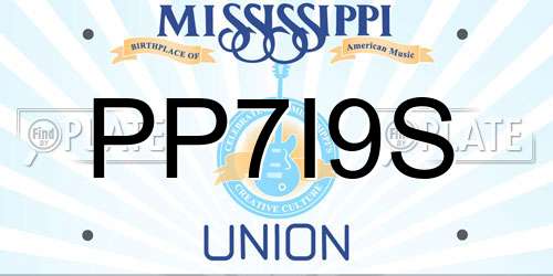PP7I9S Mississippi License Plate