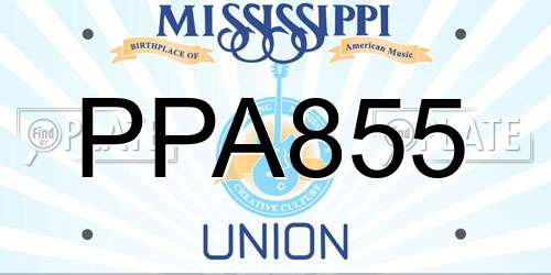 PPA855 Mississippi License Plate