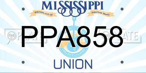 PPA858 Mississippi License Plate