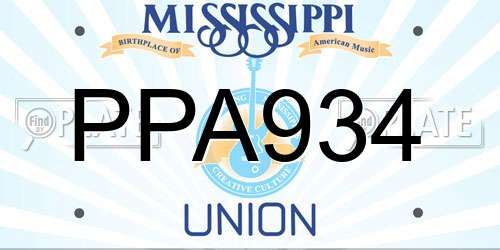 PPA934 Mississippi License Plate