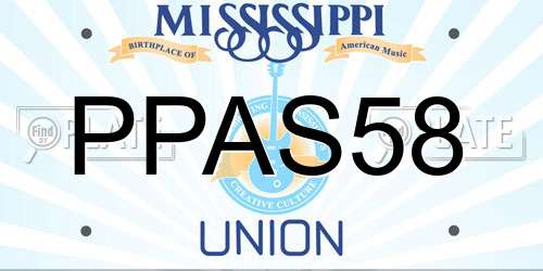 PPAS58 Mississippi License Plate
