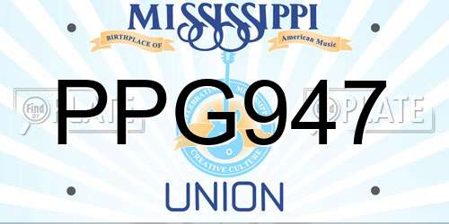 PPG947 Mississippi License Plate
