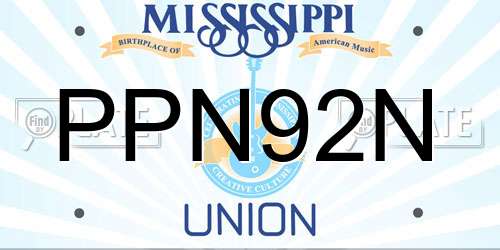 PPN92N Mississippi License Plate