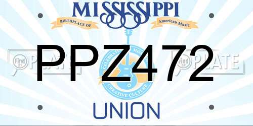 PPZ472 Mississippi License Plate