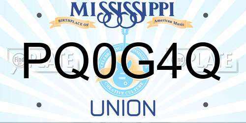 PQ0G4Q Mississippi License Plate
