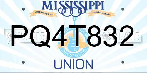 PQ4T832 Mississippi License Plate