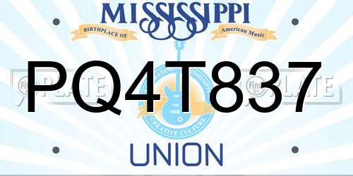 PQ4T837 Mississippi License Plate