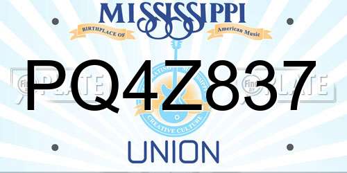 PQ4Z837 Mississippi License Plate