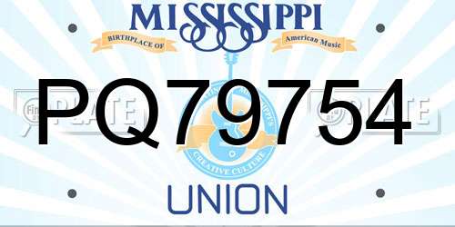 PQ79754 Mississippi License Plate