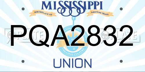 PQA2832 Mississippi License Plate