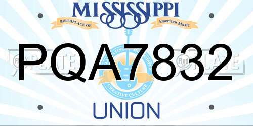 PQA7832 Mississippi License Plate